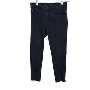 Kancan Women's Black Denim Colored Jeans Rip Straight Leg Mid Rise Goth Vamp 29